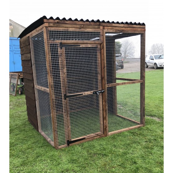 4 Fully Boarded Panels Waterproof Chicken Run 6ft x 6ft 16G Fox Proof Dog Cat Enclosure