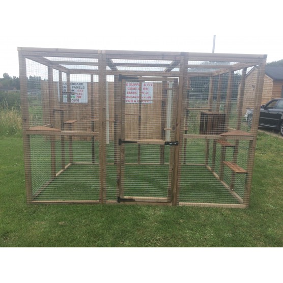 Cat House/ Play Pen Free Standing Cat Safe Enclosure Ladders And Shelves 6x9ft