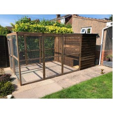 Dog Run With Shelter Kennel Wooden Outside Garden Puppy Exercise Run Cage 