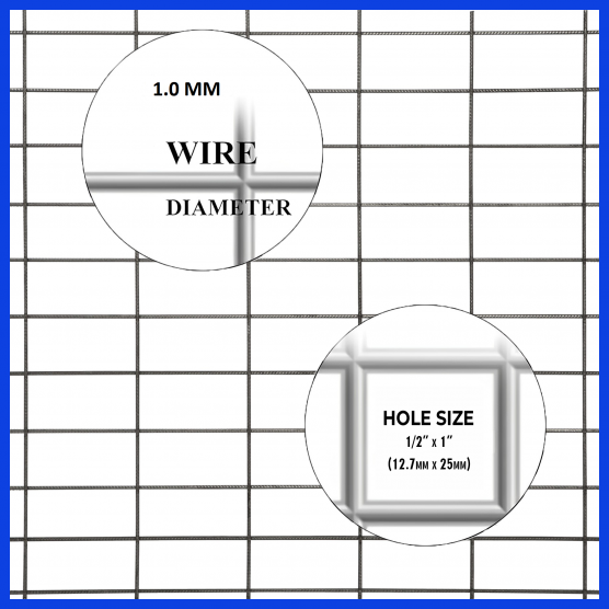 Wire Mesh 13x25mm Holes 19G (1/2"x 1" inch) 48"High (4FT) 30Meters Glavanised