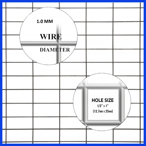 Wire Mesh 13x25mm Holes 19G (1/2"x 1" inch) 48"High (4FT) 30Meters Galvanised (25kg)