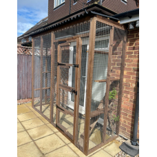 Catio Lean-To–8ft x 3ft x 7.5ft | Outdoor Run with Ladders, Shelves & 1x1" Mesh