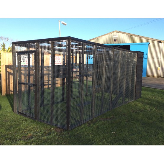 Black Cat Run With Raised Sleeping Box  6ft x 14ft+