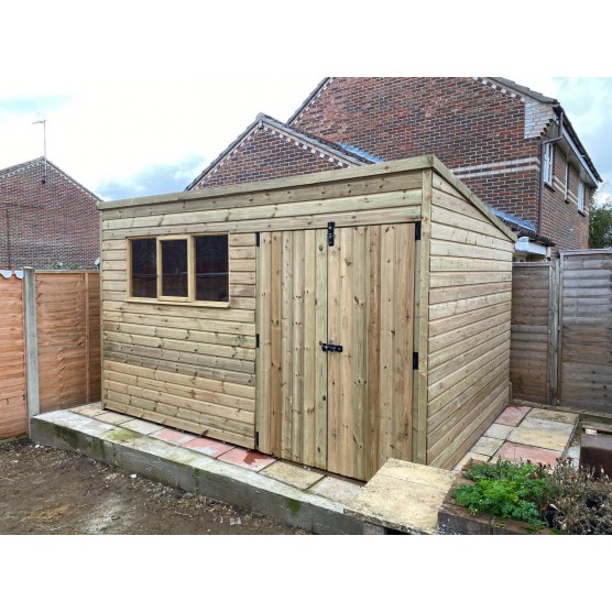 4Wire 12ft x 8ft Wooden Pent Heavy Duty Shed